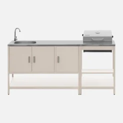 Modulo cucina da esterno con barbecue a carbonella e lavandino, 2 moduli