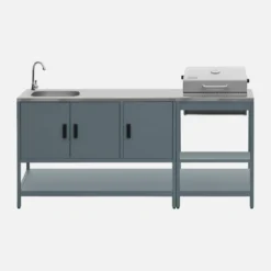 Modulo cucina da esterno con barbecue a carbonella e lavandino, 2 moduli