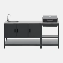 Modulo cucina da esterno con barbecue a carbonella e lavandino, 2 moduli