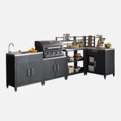 sweeek Modulo cucina da esterno con barbecue a gas 4 bruciatori, 5 moduli