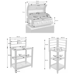 sweeek Modulo cucina da esterno con barbecue a gas 4 bruciatori, 5 moduli