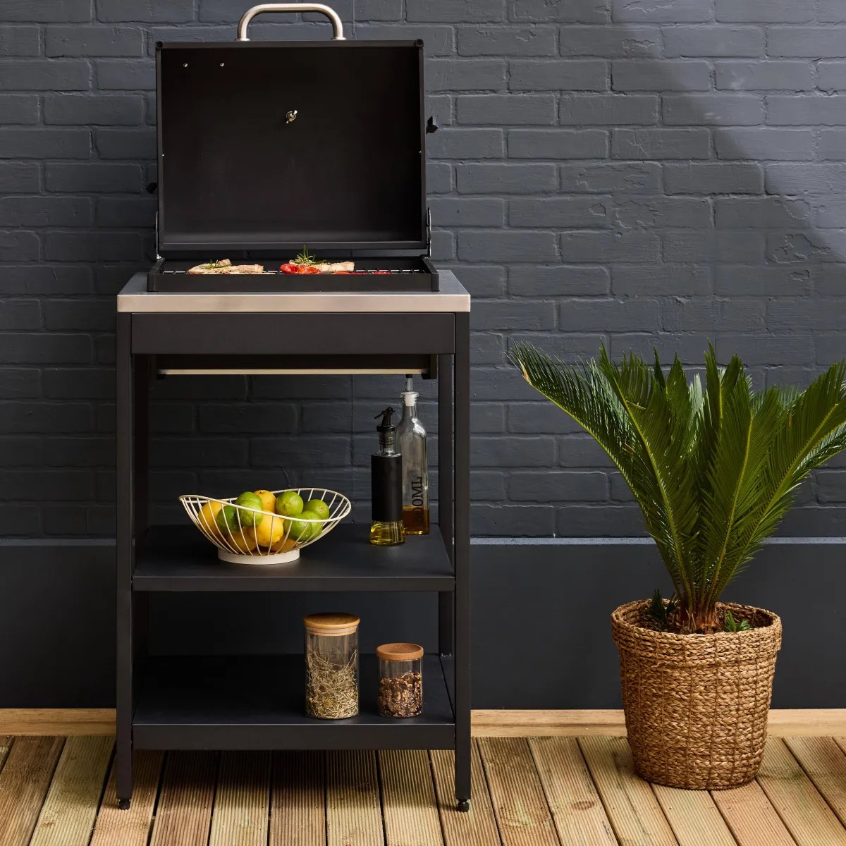 sweeek Modulo cucina da esterno con barbecue a carbonella