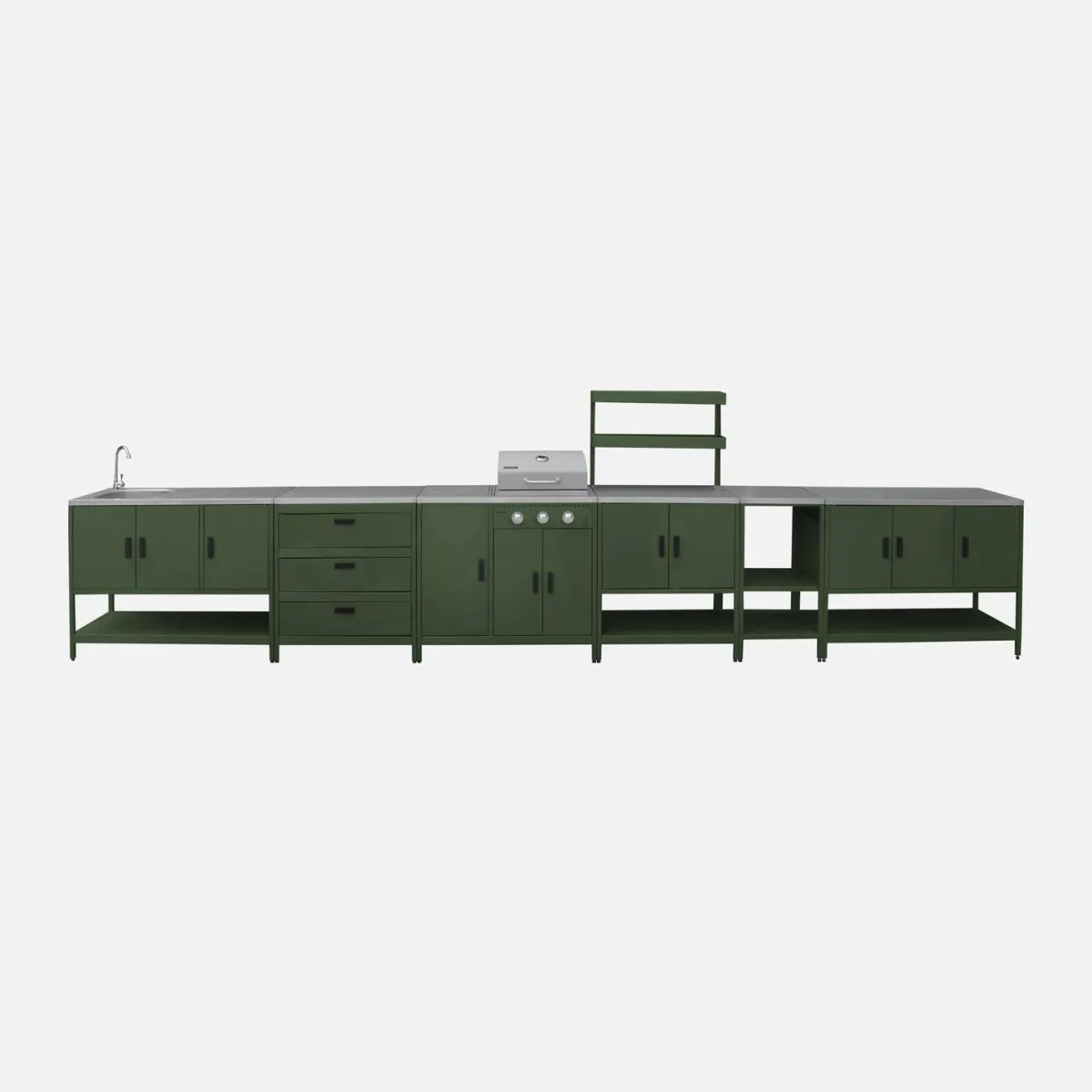 sweeek Modulo cucina da esterno con barbecue a gas a 3 bruciatori, 5 moduli