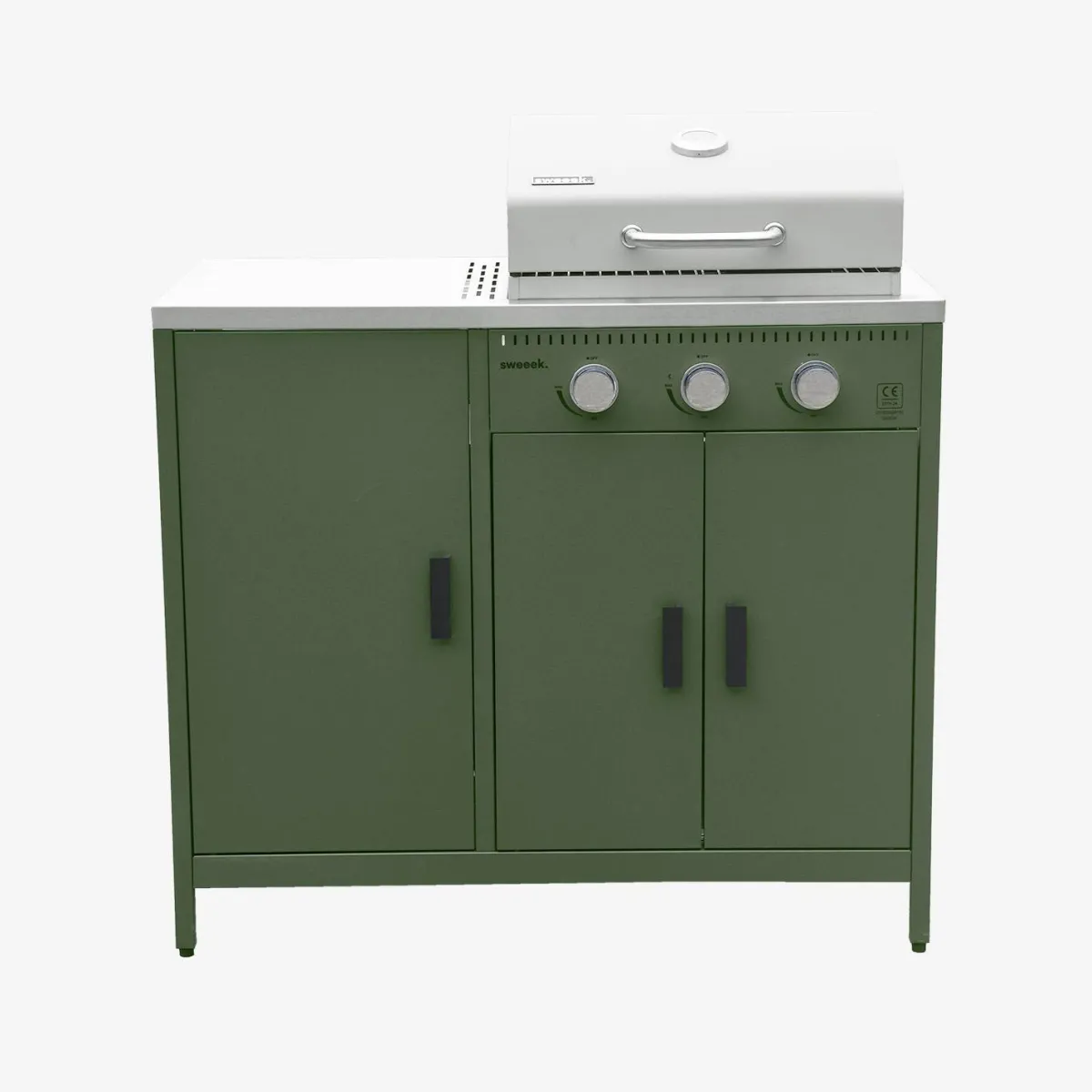 sweeek Modulo cucina da esterno con barbecue a gas a 3 bruciatori, 5 moduli