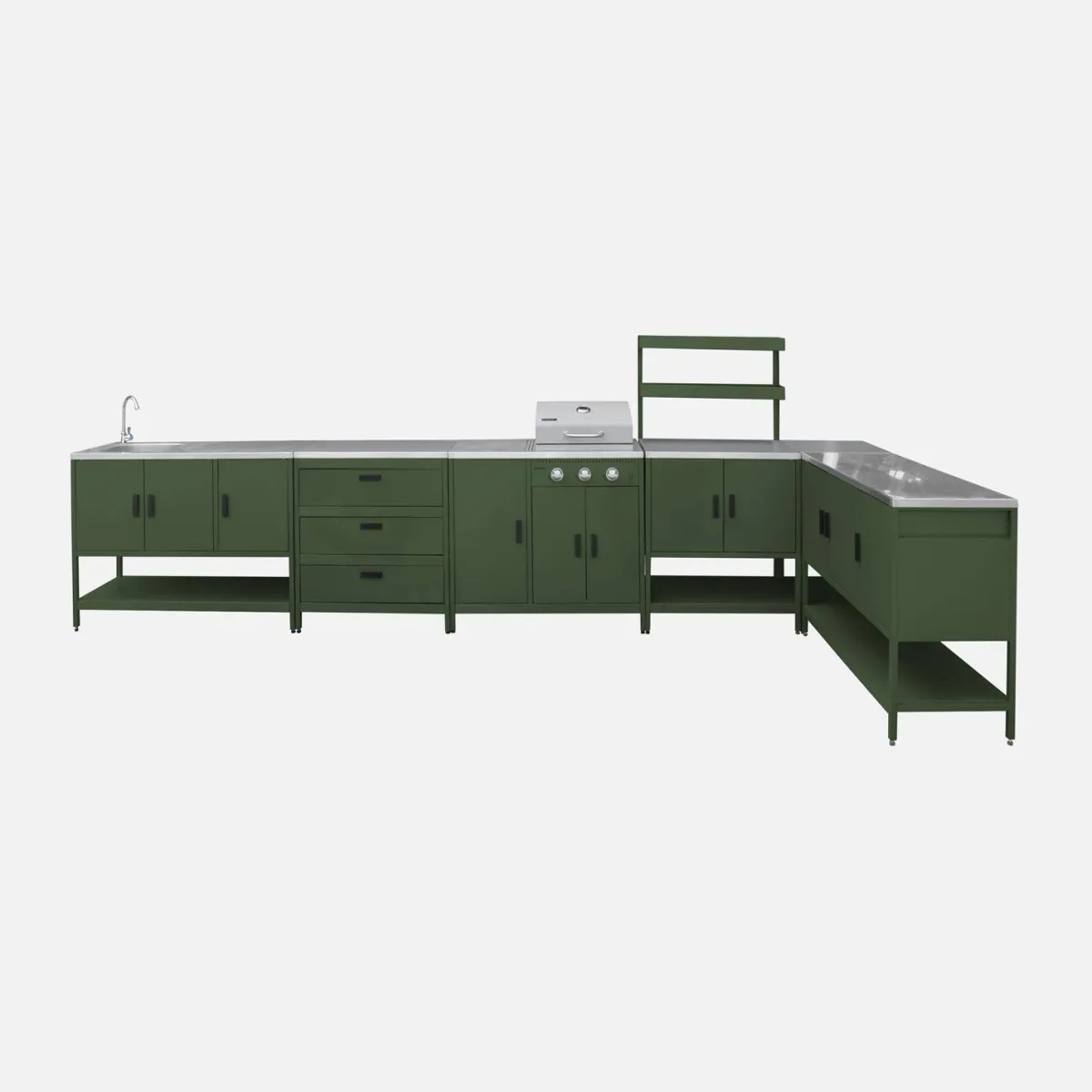 sweeek Modulo cucina da esterno con barbecue a gas a 3 bruciatori, 5 moduli