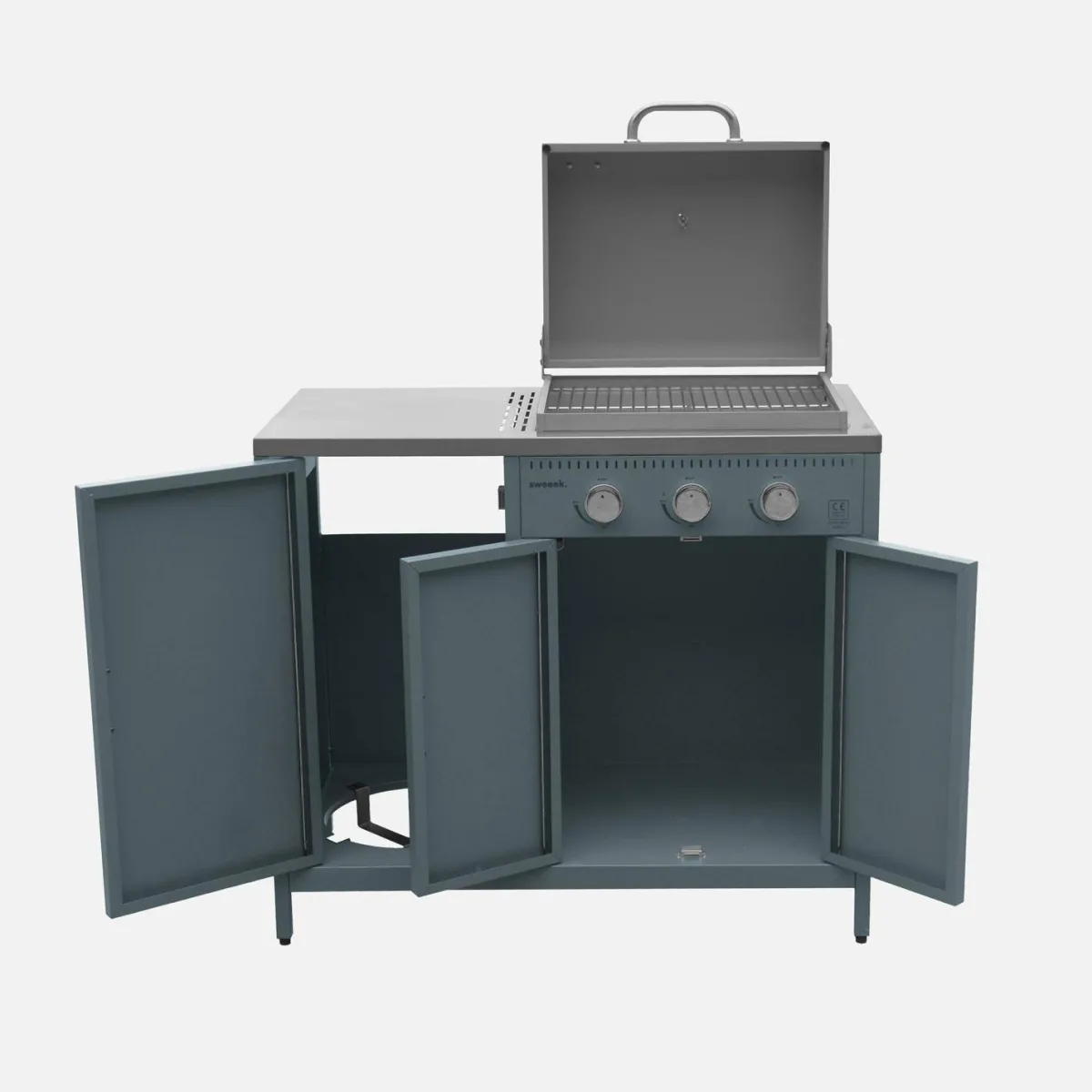 sweeek Modulo cucina da esterno con barbecue a gas a 3 bruciatori, 2 moduli