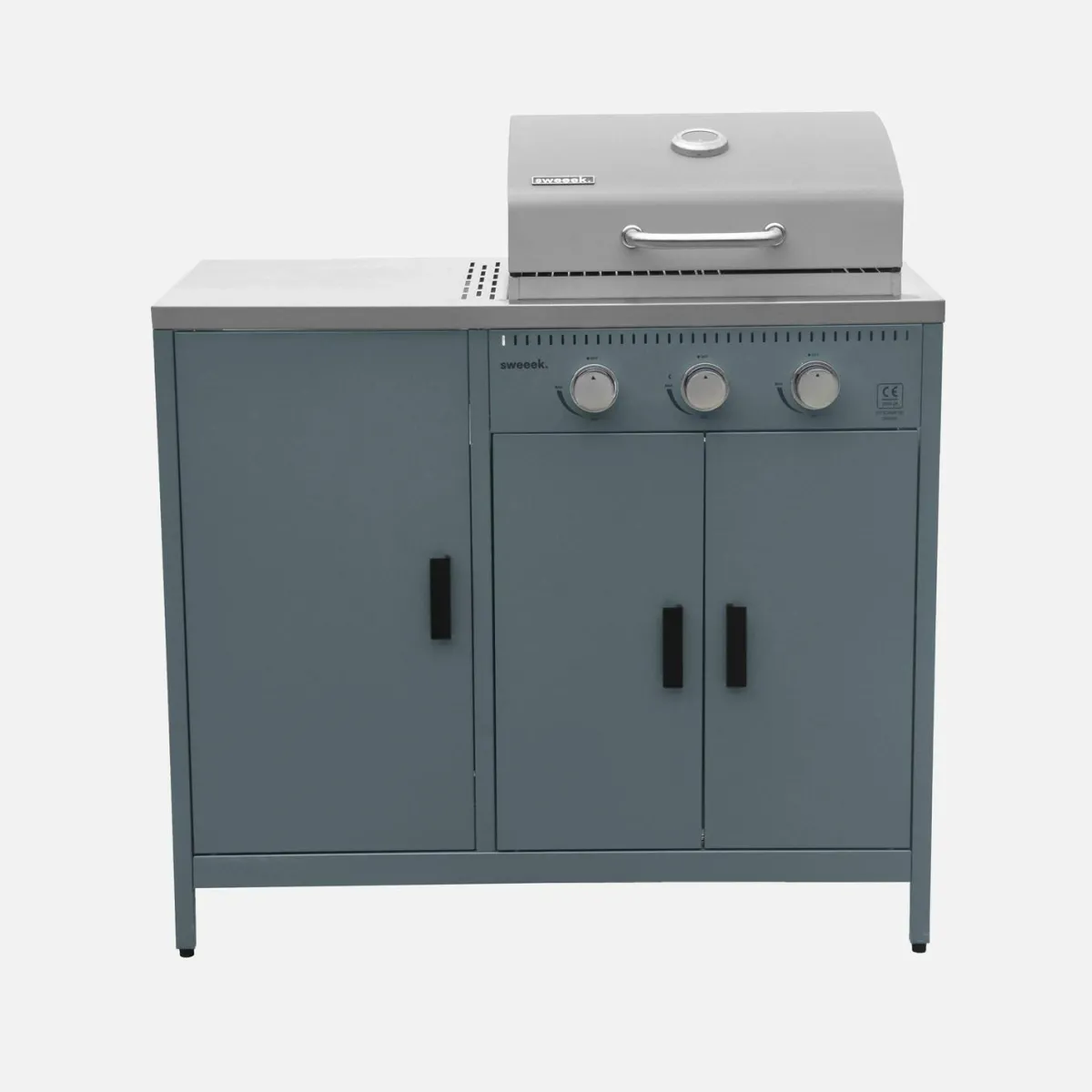 sweeek Modulo cucina da esterno con barbecue a gas a 3 bruciatori, 2 moduli