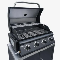 Modulo cucina da esterno in acciaio con barbecue a gas a 4 bruciatori, 80cm