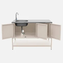 Modulo cucina da esterno in acciaio con lavandino, 120cm