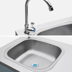 Modulo cucina da esterno in acciaio con lavandino, 120cm