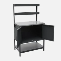 Modulo cucina da esterno in acciaio con 2 ripiani sospesi e 2 ante, 80cm