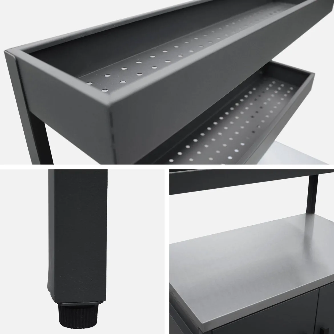 Modulo cucina da esterno in acciaio con 2 ripiani sospesi e 2 ante, 80cm