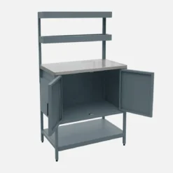Modulo cucina da esterno in acciaio con 2 ripiani sospesi e 2 ante, 80cm