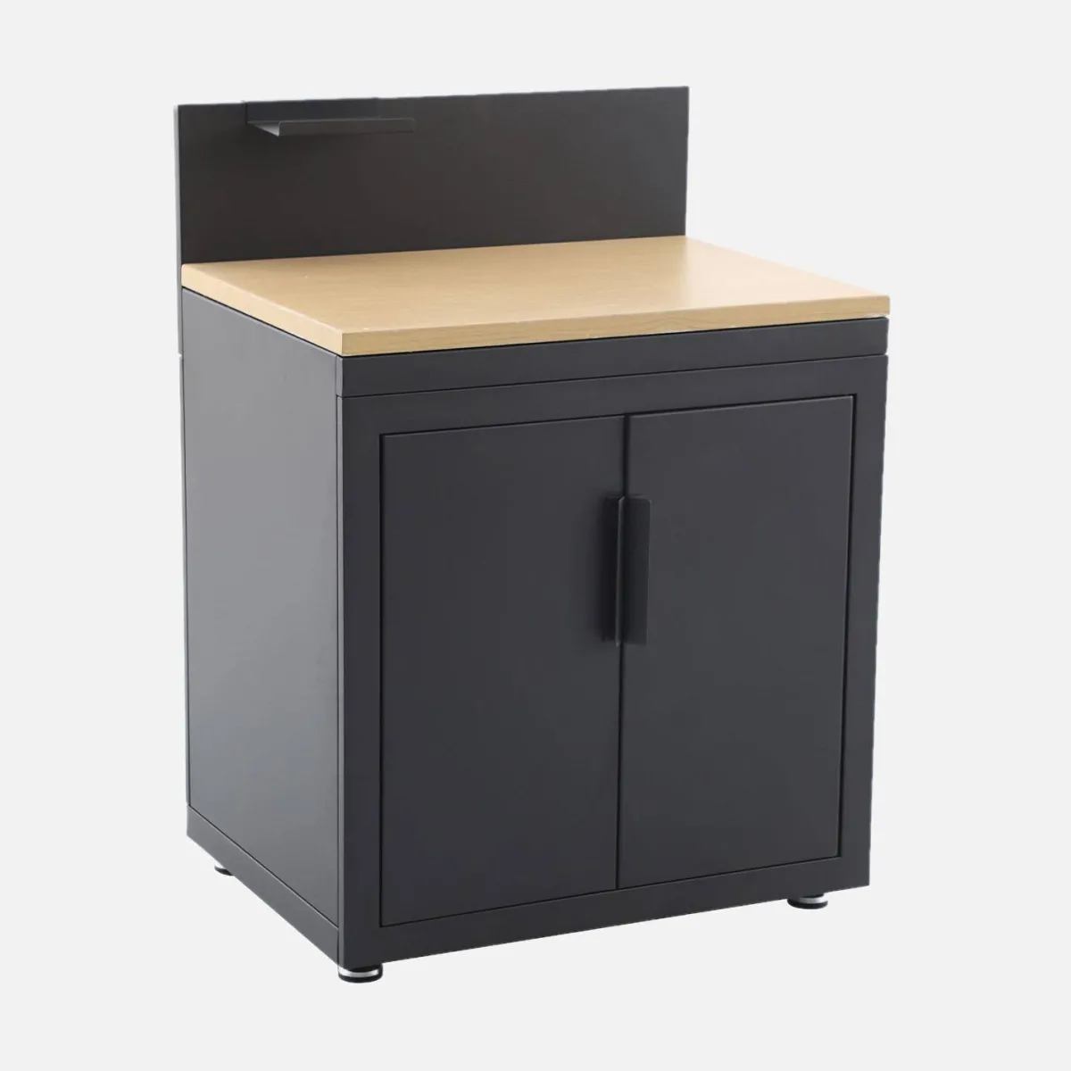 sweeek Modulo cucina da esterno in acciaio con dettagli in legno a 2 ante e 1 gancio, 80cm