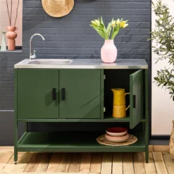 sweeek Modulo cucina da esterno in acciaio con lavandino, 120cm