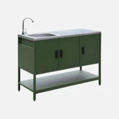 sweeek Modulo cucina da esterno in acciaio con lavandino, 120cm