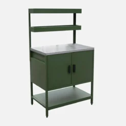 sweeek Modulo cucina da esterno in acciaio con 2 ripiani sospesi e 2 ante, 80cm