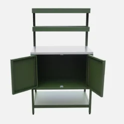 sweeek Modulo cucina da esterno in acciaio con 2 ripiani sospesi e 2 ante, 80cm