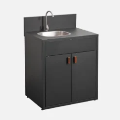 sweeek Modulo cucina da esterno in acciaio con lavello e 2 ante, 80cm