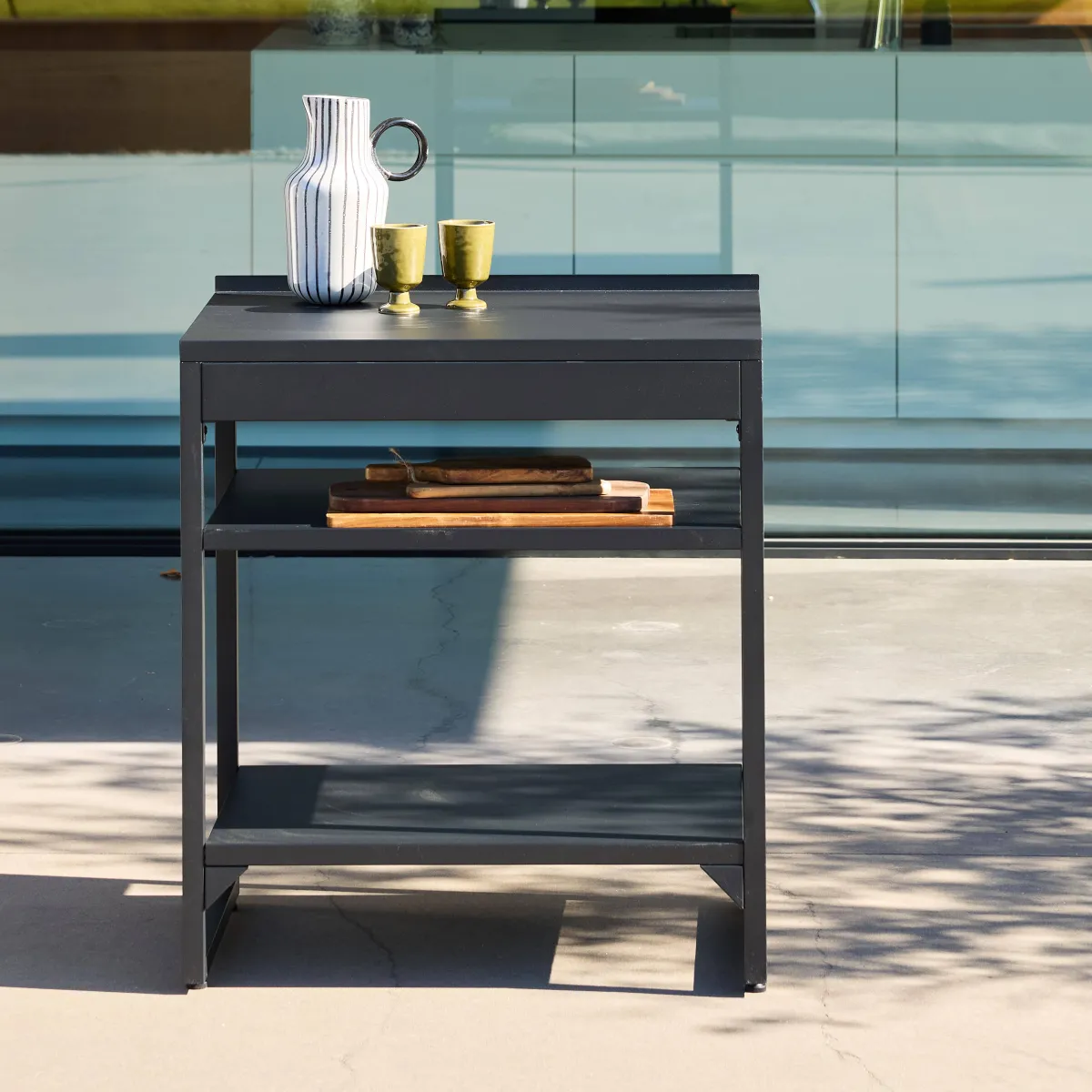 sweeek Modulo cucina da esterno in acciaio 2 ripiani, 80cm
