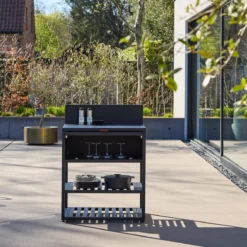sweeek Modulo cucina da esterno in acciaio con 1 anta e 2 ripiani, 80cm