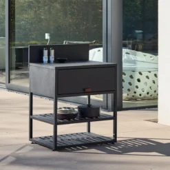 sweeek Modulo cucina da esterno in acciaio con 1 anta e 2 ripiani, 80cm