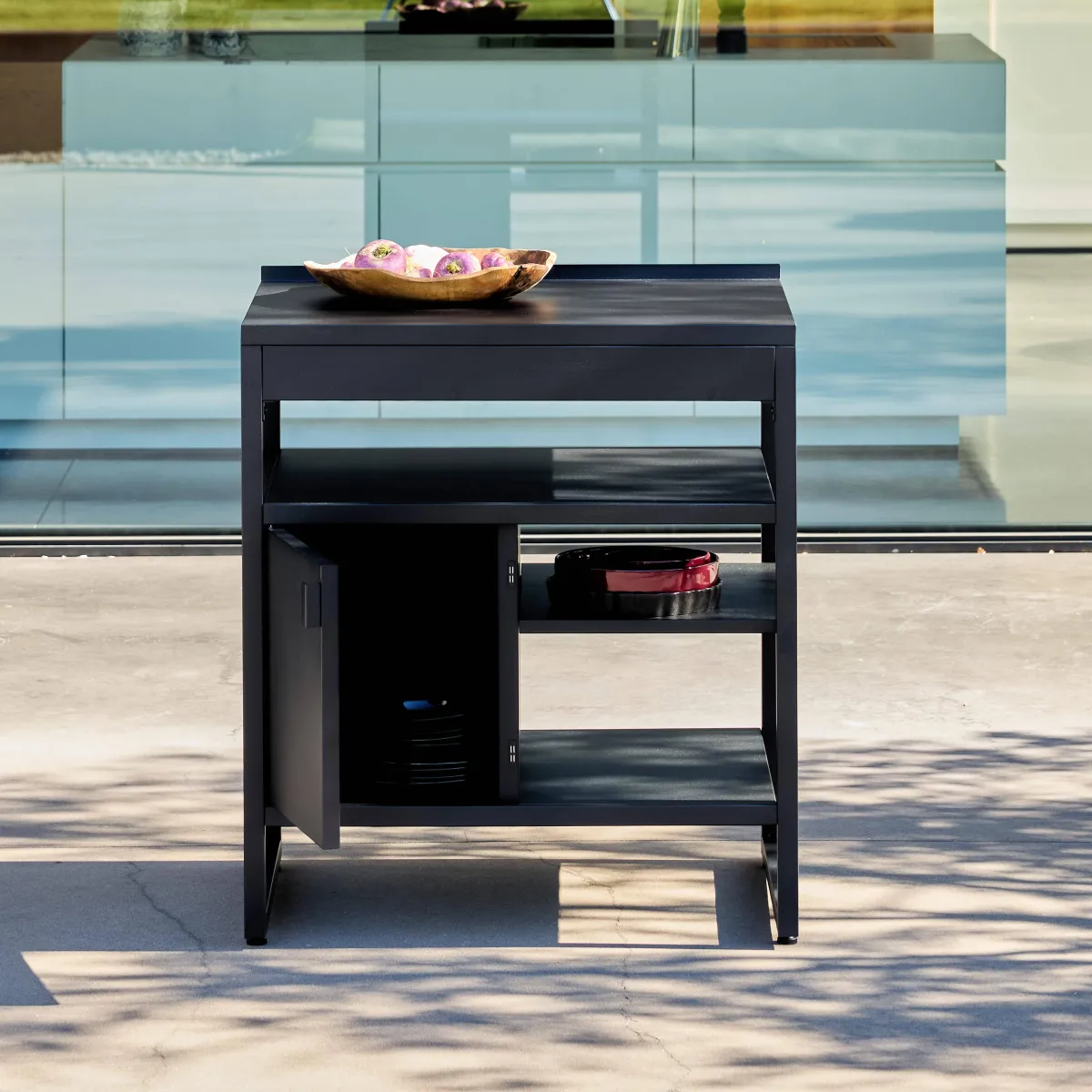 sweeek Modulo cucina da esterno in acciaio con 1 anta e 3 ripiani, 80cm