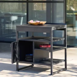 sweeek Modulo cucina da esterno in acciaio con 1 anta e 3 ripiani, 80cm
