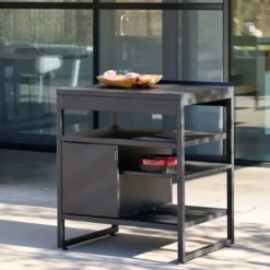 sweeek Modulo cucina da esterno in acciaio con 1 anta e 3 ripiani, 80cm