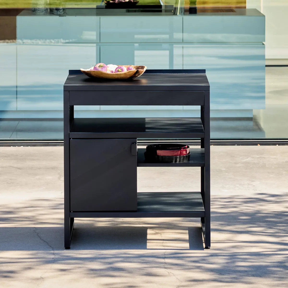 sweeek Modulo cucina da esterno in acciaio con 1 anta e 3 ripiani, 80cm