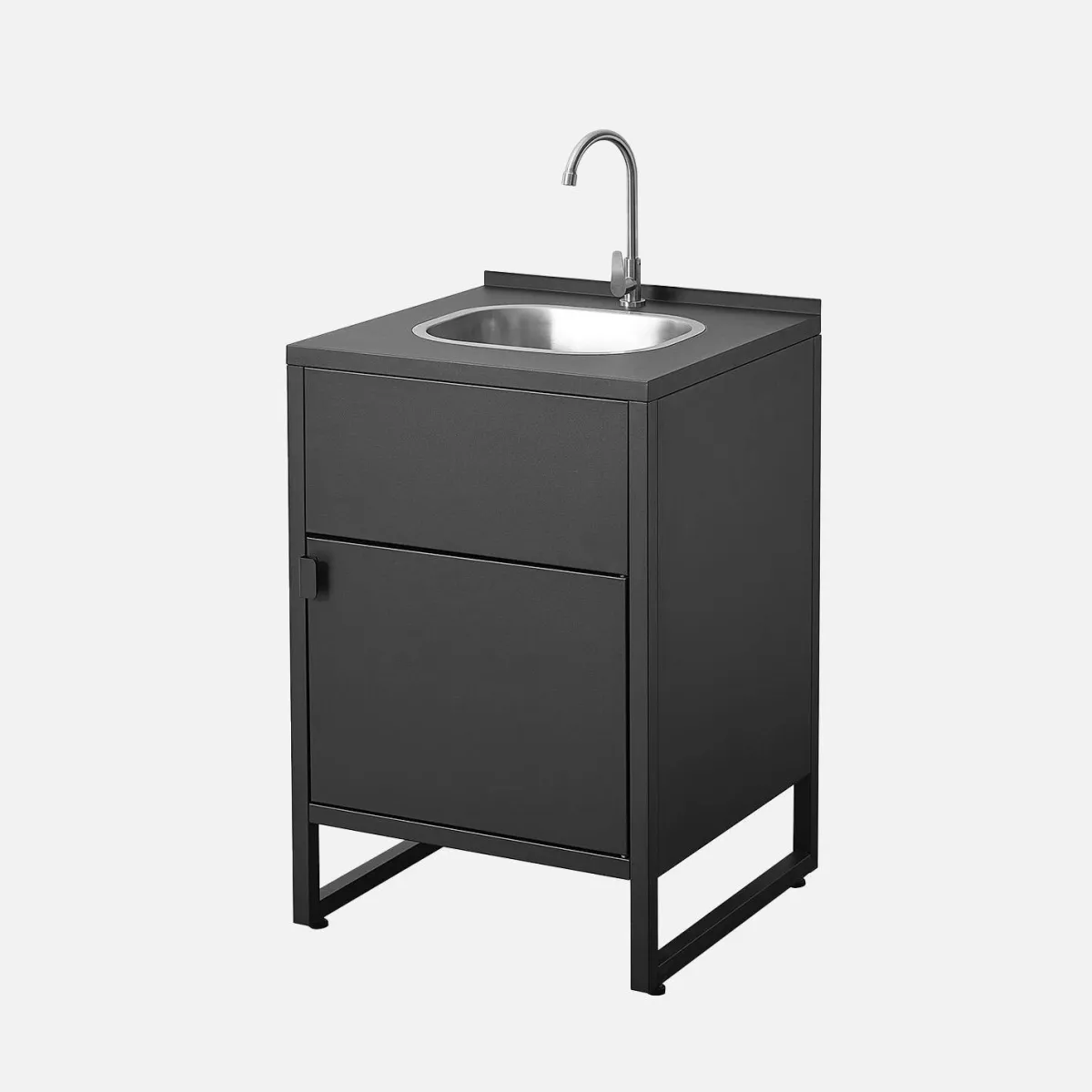 sweeek Modulo cucina da esterno in acciaio con lavello e 1 ante, 60cm