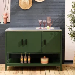 sweeek Modulo cucina da esterno in acciaio 3 ante e 1 ripiano, 120cm