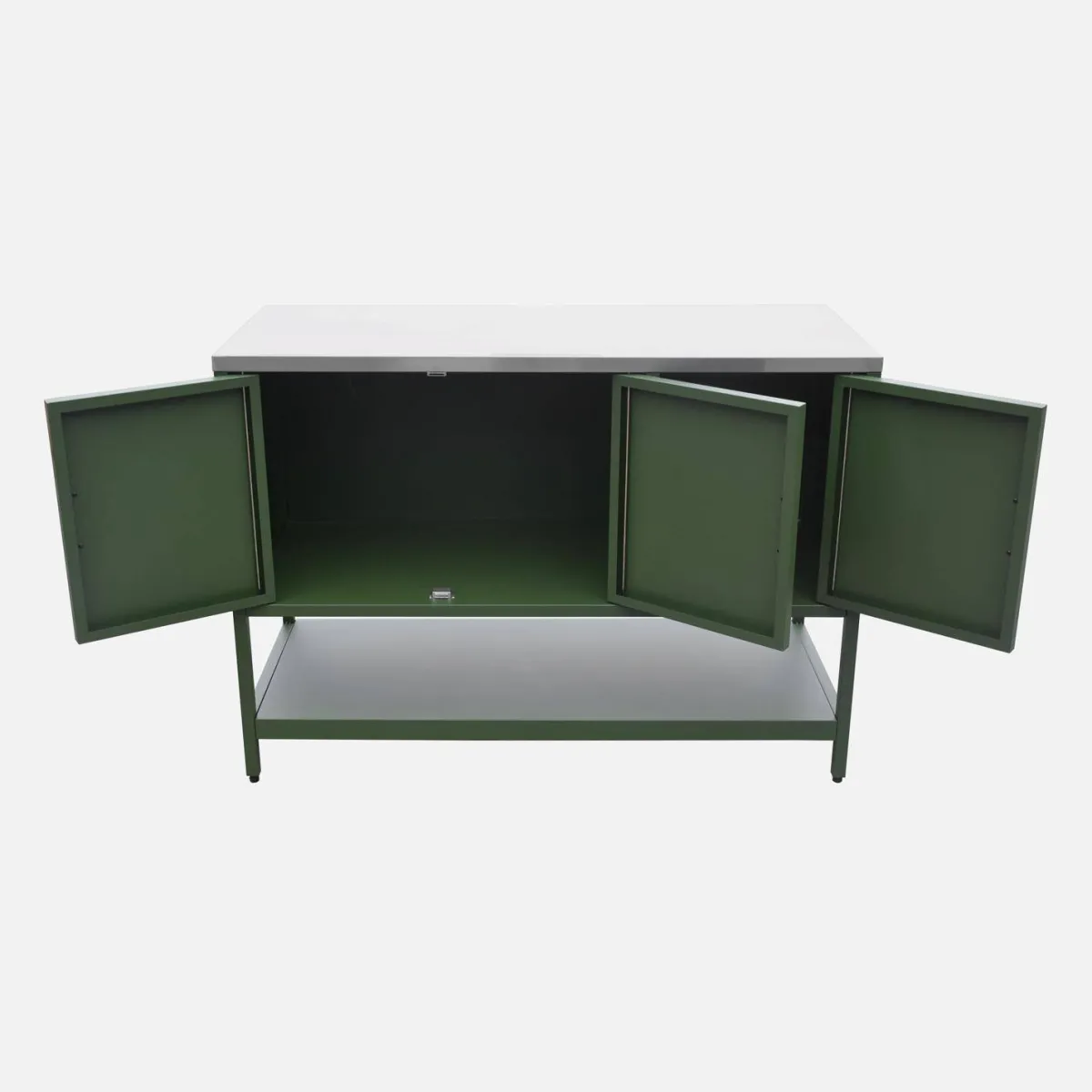 sweeek Modulo cucina da esterno in acciaio 3 ante e 1 ripiano, 120cm