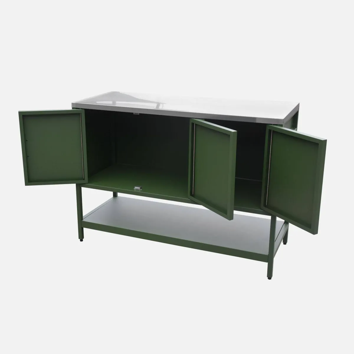 sweeek Modulo cucina da esterno in acciaio 3 ante e 1 ripiano, 120cm