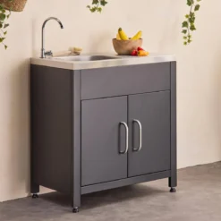 sweeek Modulo cucina da esterno in acciaio con lavello, 80cm