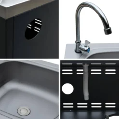 sweeek Modulo cucina da esterno in acciaio con lavello, 80cm