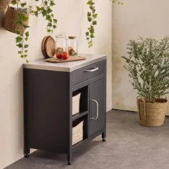 sweeek Modulo cucina da esterno in acciaio con 1 cassetto e 1 anta, 80cm