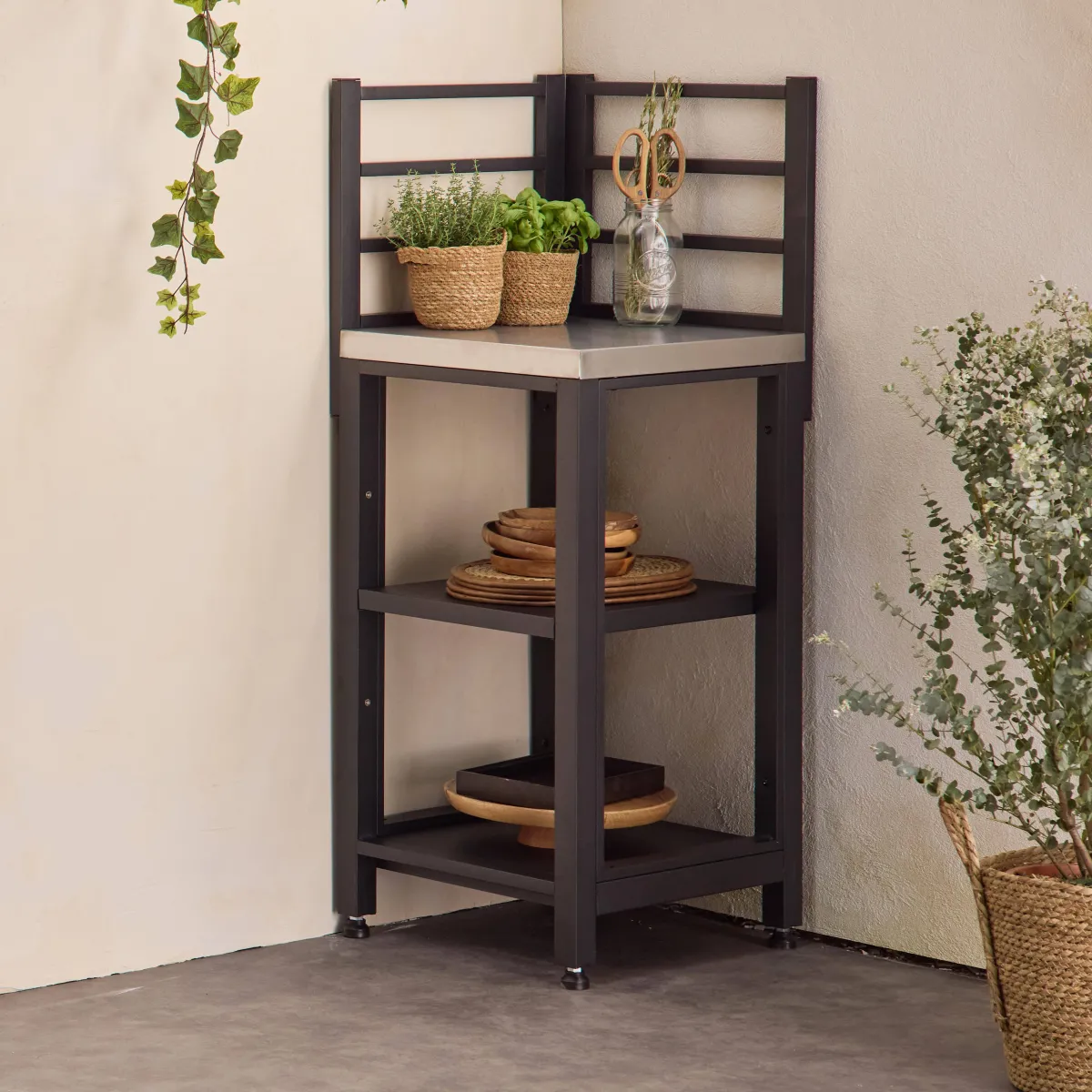 sweeek Modulo cucina da esterno in acciaio 2 ripiani, 48.5cm