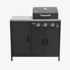 Modulo cucina da esterno in metallo con barbecue a gas a 3 bruciatori