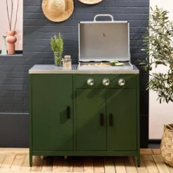 sweeek Modulo cucina da esterno in metallo con barbecue a gas a 3 bruciatori