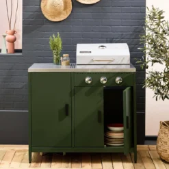 sweeek Modulo cucina da esterno in metallo con barbecue a gas a 3 bruciatori