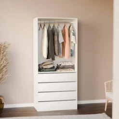 sweeek Modulo guardaroba con 4 cassetti e 1 spazio appendiabiti