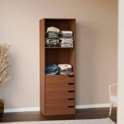 sweeek Modulo guardaroba decorazione legno 5 cassetti 2 ripiani