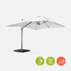 sweeek Ombrellone decentrato rettangolare 3x4m con luce LED