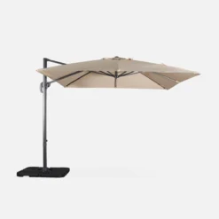 sweeek Ombrellone quadrato eccentrico, 3x3m + base 50x50cm