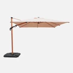 sweeek Ombrellone quadrato, 3x3m + piastre da zavorra 50x50cm