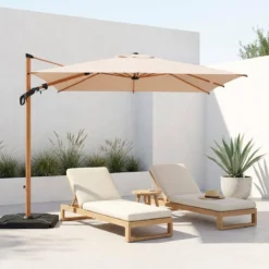sweeek Ombrellone quadrato, 3x3m + piastre da zavorra 50x50cm