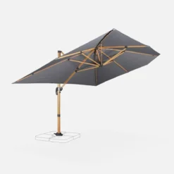 sweeek Ombrellone rettangolare asta effetto legno, 3x4m
