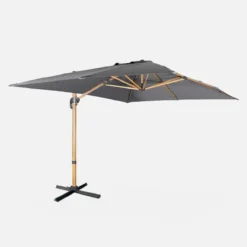 sweeek Ombrellone rettangolare asta effetto legno, 3x4m