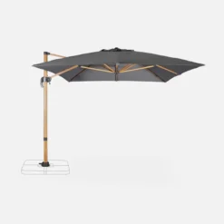 sweeek Ombrellone rettangolare asta effetto legno, 3x4m